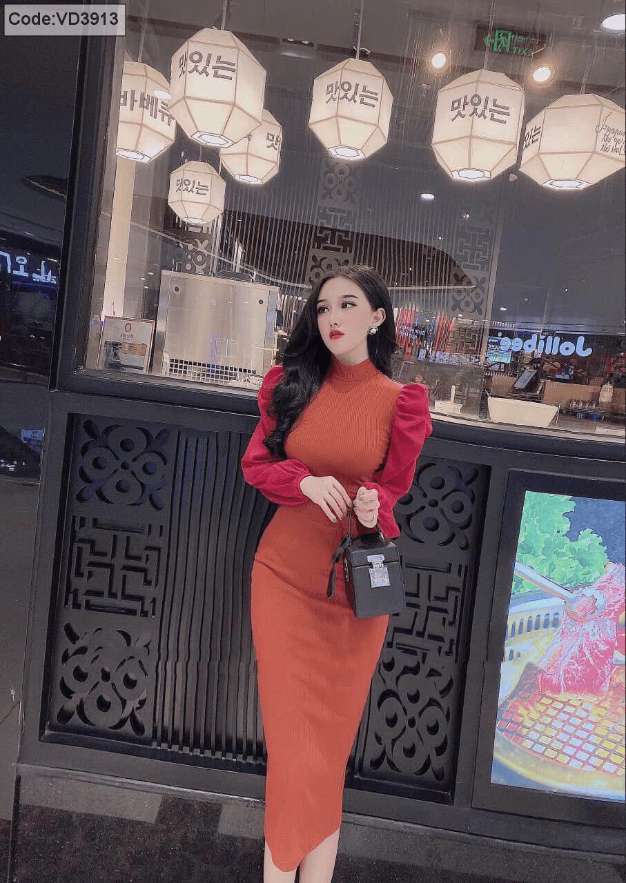 Đầm Body Tay Dài Cổ U Rút Dây | Shopee Việt Nam