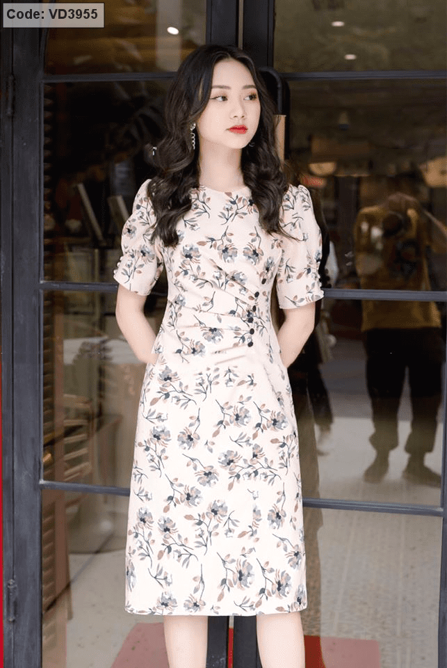Đầm hoa suông nữ tay ngắn - Bán sỉ thời trang mỹ phẩm