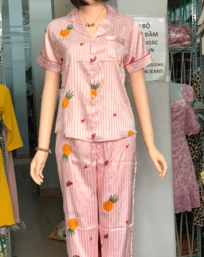 Đồ bộ nữ Pijama in hình trái thơm vải gấm