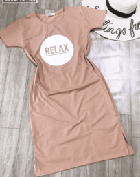 Đầm suông nữ in chữ Relax thun thái