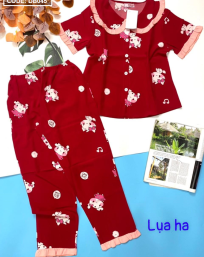Đồ bộ nữ pijama tay ngắn quần dài cổ sen - DB045
