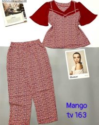 Set bộ nữ tay ngắn quần dài vải mango - DB0381