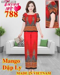 Set bộ nữ quần dài vải mango chân bông - DB0454