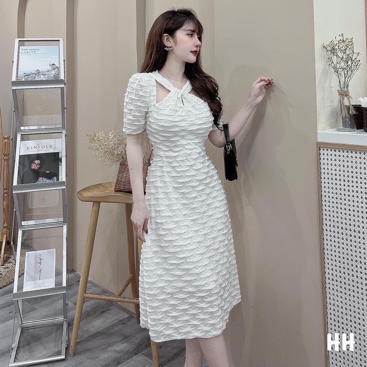 Đầm nữ trắng chữ A dự tiệc, Váy xòe tiểu thư vải xốp siêu hót dáng vừa kiểu  hàn | Shopee Việt Nam