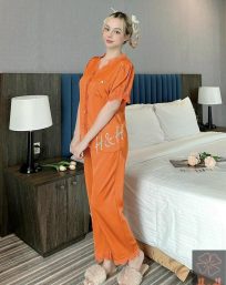 Đồ bộ pijama nữ tay ngắn quần dài viền ren - DB0653