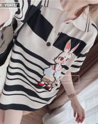 Đầm len sọc thêu hình thỏ - VD5727