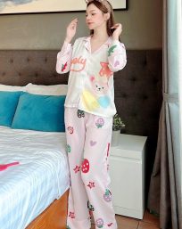 Đồ bộ nữ pijama tay dài quần in hình dễ thương - DB0832