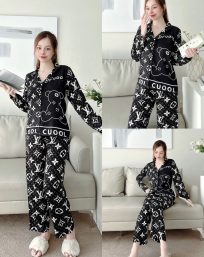 Đồ bộ pijama nữ tay dài in họa tiết hot trend - DB0948