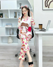 Đồ bộ nữ pijama tay dài in hình - DBO482