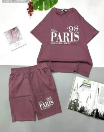 Đồ bộ thun nữ quần lửng in chữ paris - DBO841
