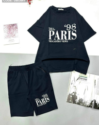 Đồ bộ thun nữ quần lửng in chữ paris - DBO841