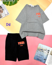 Đồ bộ thun nữ quần lửng áo in chữ yes - DBO858