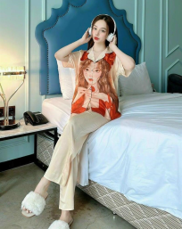 Đồ bộ pijama nữ tay ngắn quần dài in hình cô gái - DBO926