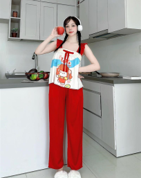 Đồ bộ pijama nữ quần dài áo 2 dây in hoạt hình - DBO1073