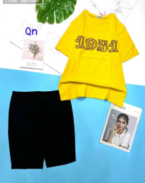 Đồ bộ nữ quần ngố áo in số 1951 - DBO1087