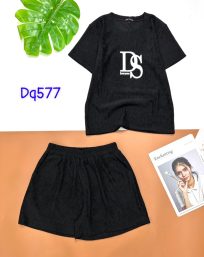 Đồ bộ đùi nữ mặc nhà áo thêu chữ DS - DBO1099