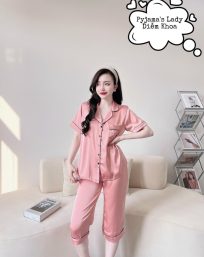 Đồ bộ nữ pijama tay ngắn quần lỡ mặc nhà màu trơn - DBO1136
