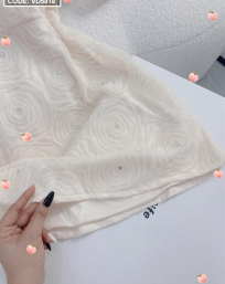 Đầm ren lưới màu kem nhụy đá tay vải tơ - VD5818