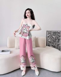 Đồ bộ pijama nữ quần dài áo 2 dây siêu mát in hoạt hình - DBO1224