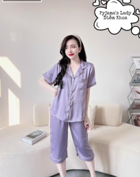 Đồ bộ lửng pijama màu trơn tay ngắn cổ bẻ - DBO1746