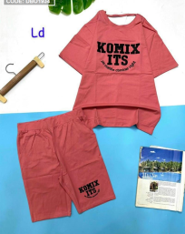 Đồ bộ quần lửng áo tay ngắn in chữ komix - DBO1934