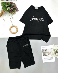 Đồ bộ quần lửng áo tay ngắn in chữ Angels - DBO2549
