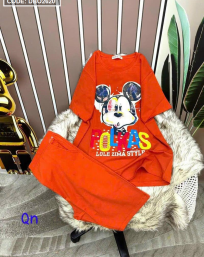 Đồ bộ quần lửng màu áo tay ngắn in hình chuột mickey - DBO2620