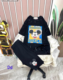 Đồ bộ quần ngố đen áo tay ngắn in hình chuột mickey - DBO2648