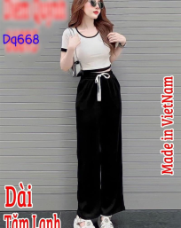 Đồ bộ quần dài áo tay ngắn cổ tròn màu trơn - DBO2676