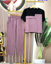 Đồ bộ quần dài ống suông áo tay ngắn 2 màu - DBO3596
