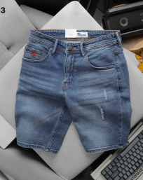 Nguồn sỉ quần Short Jeans Nam Rurumen Màu Xanh Thêu Logo Chữ R Túi Nhỏ Hàng VNXK