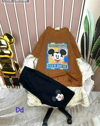Đồ bộ quần ngố đen áo tay ngắn in hình chuột mickey - DBO3785