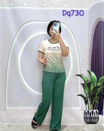 Đồ bộ quần dài áo tay ngắn 2 màu in chữ - DBO3964