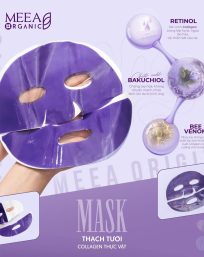 Mặt Nạ Thạch Collagen Meea Organic Màu Tím Bakuchiol Retinol Mask Hộp 5 Miếng - 8938534672467