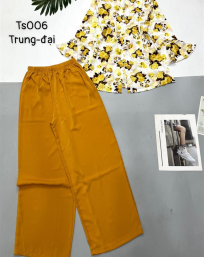 Đồ bộ trung niên mango quần dài màu trơn áo in bông có 2 size - DBO4347