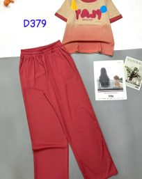 Đồ bộ tăm lạnh quần dài áo cổ tròn tay ngắn in chữ YAJ9 - DBO4392
