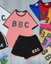 Đồ bộ thun cotton quần đùi áo tay ngắn in chữ BBC - DBO4440