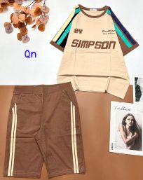 Đồ bộ thun cotton quần lửng áo tay ngắn in chữ SIMPSON - DBO4510