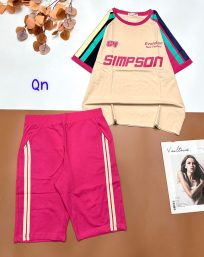 Đồ bộ thun cotton quần lửng áo tay ngắn in chữ SIMPSON - DBO4510