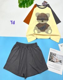 Đồ bộ thun nữ quần đùi áo in hình gấu - DBO4548