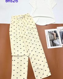 Đồ bộ mango quần dài chấm bi áo tay ngắn trơn - DBO4633