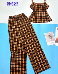Đồ bộ mango mặc nhà quần dài áo hai dây in nhiều hoạ tiết - DBO4683