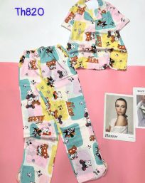 Đồ bộ mango pijama quần dài áo ngắn nhiều hoạ tiết - DBO4701