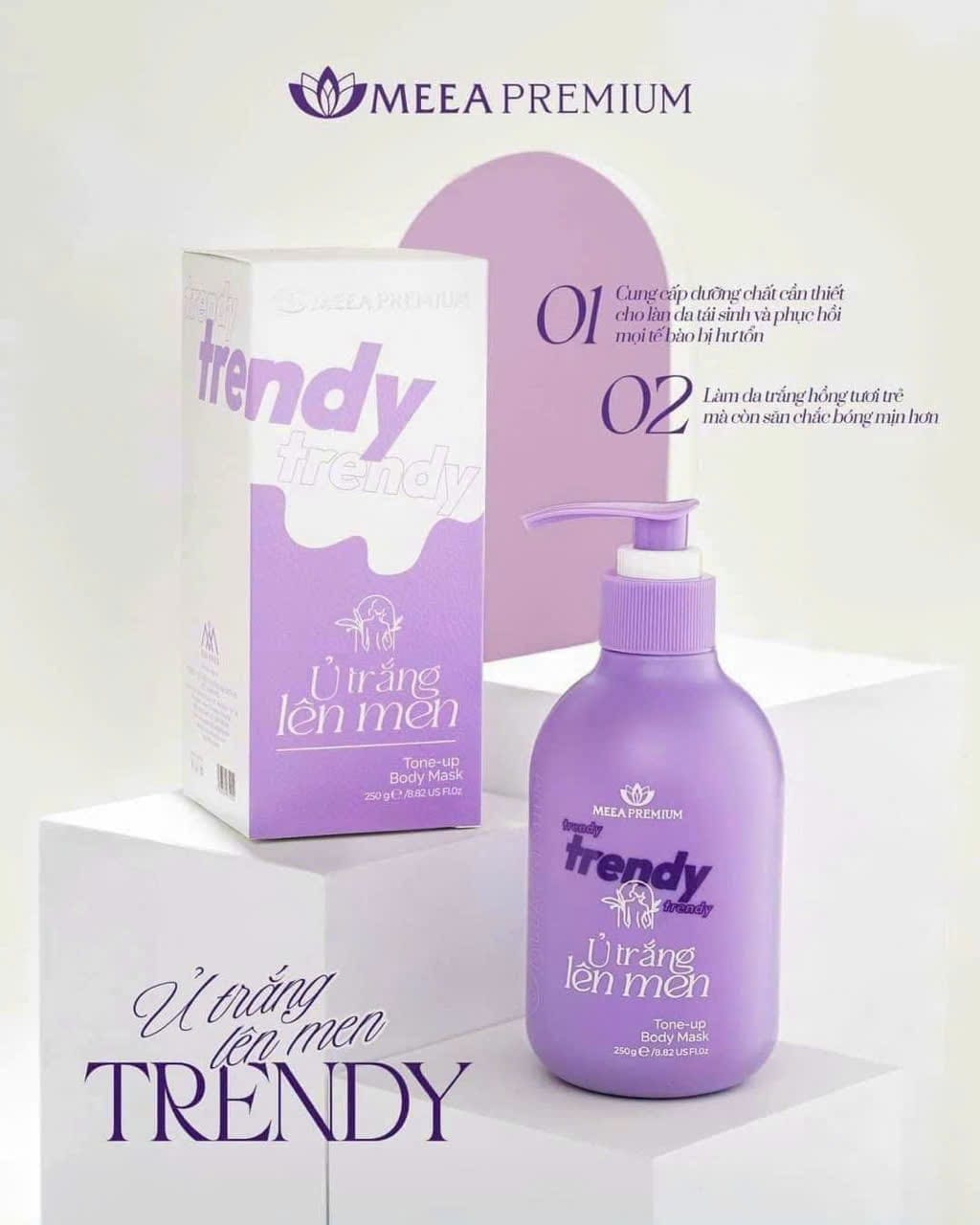 Ủ trắng body ủ trắng lên men Trendy-  Meea Premium dưỡng ẩm thu nhỏ lỗ chân lông làm trắng da