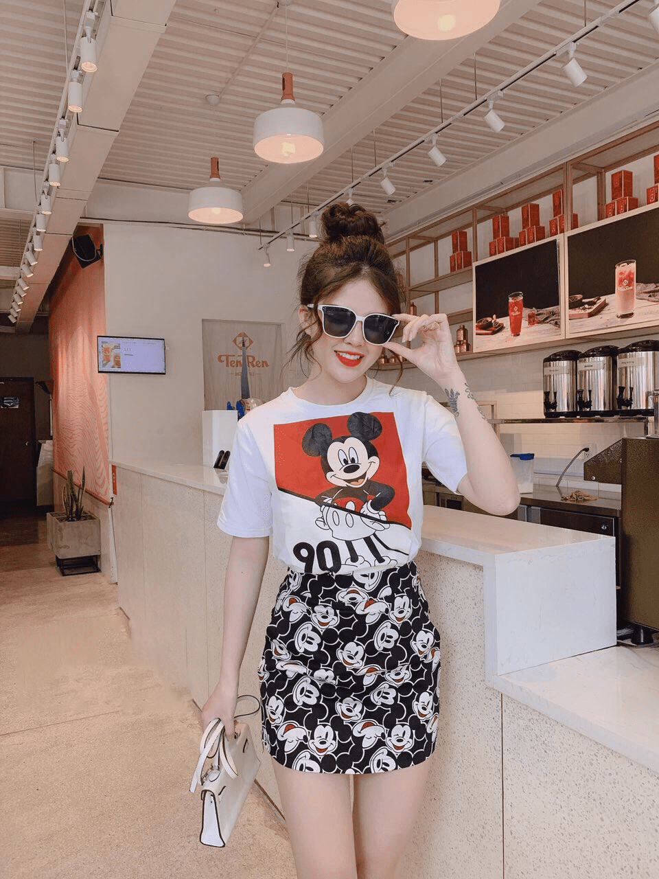 Đàm váy thun Mickey ngắn tay bé gái Rabity 5542