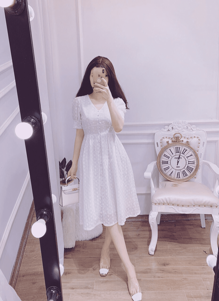 Váy cute Hàn Quốc dáng xòe nhẹ nhàng, xinh xắn - Ngọc Bích Fashion