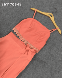 Đầm maxi dài màu hồng cam