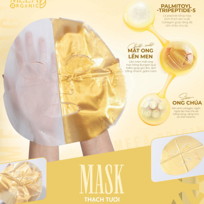 Mặt Nạ Thạch Collagen Meea Organic Màu Vàng Royal Jelly Mask Hộp 5 Miếng