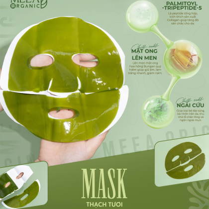 Mặt Nạ Thạch Collagen Meea Organic Màu Xanh Ngãi Cứu Mugwort Mask Hộp 5 Miếng