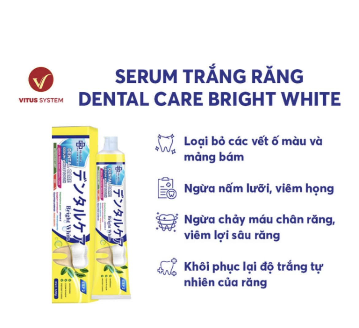 Serum trắng răng dental care + Nước xúc miệng dental care tặng 1 bột trắng răng dental care
